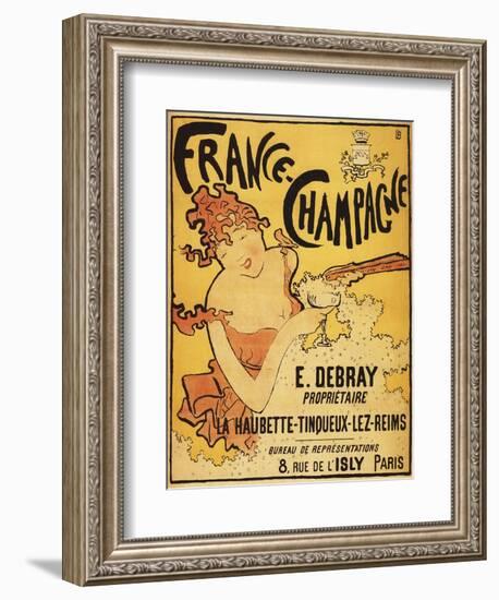 Champagne, France - E. Debray Champagne Advertisement Poster-Lantern Press-Framed Premium Giclee Print