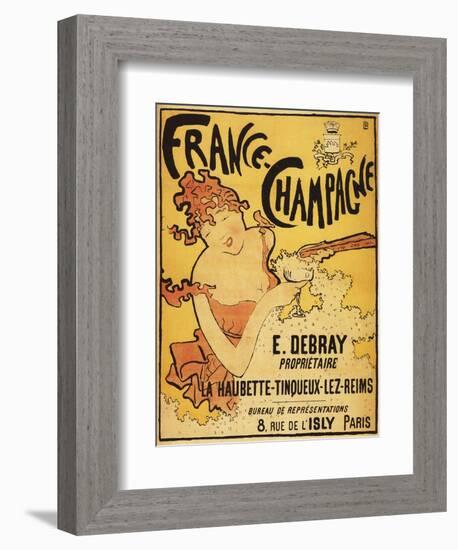 Champagne, France - E. Debray Champagne Advertisement Poster-Lantern Press-Framed Premium Giclee Print