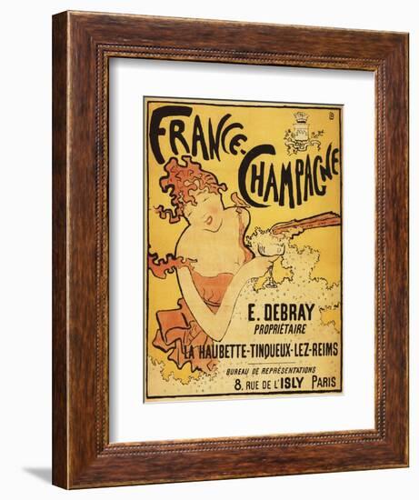 Champagne, France - E. Debray Champagne Advertisement Poster-Lantern Press-Framed Premium Giclee Print