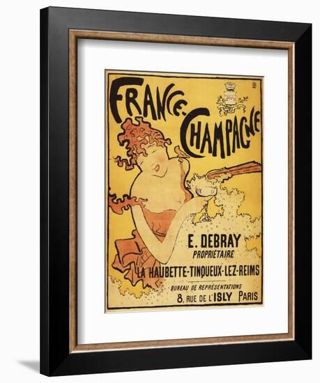 Champagne, France - E. Debray Champagne Advertisement Poster-Lantern Press-Framed Premium Giclee Print