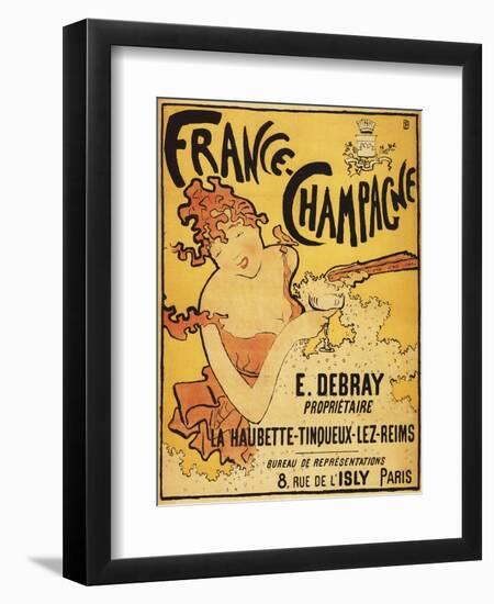 Champagne, France - E. Debray Champagne Advertisement Poster-Lantern Press-Framed Premium Giclee Print