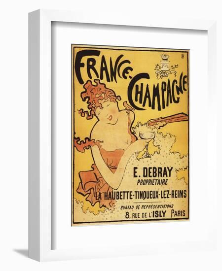 Champagne, France - E. Debray Champagne Advertisement Poster-Lantern Press-Framed Premium Giclee Print