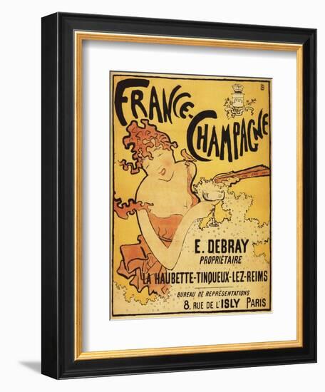 Champagne, France - E. Debray Champagne Advertisement Poster-Lantern Press-Framed Premium Giclee Print