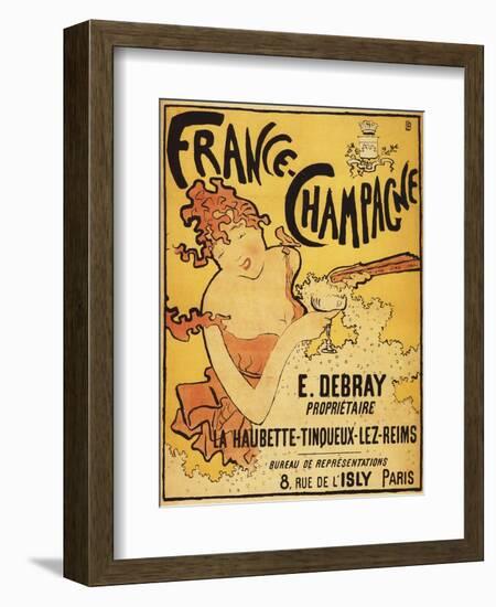 Champagne, France - E. Debray Champagne Advertisement Poster-Lantern Press-Framed Art Print