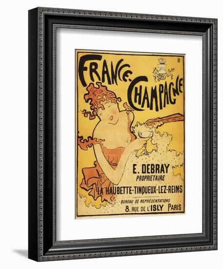 Champagne, France - E. Debray Champagne Advertisement Poster-Lantern Press-Framed Art Print