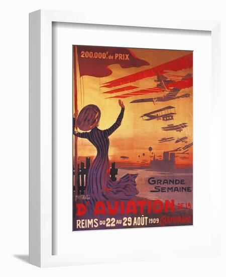 Champagne, France - Great Week of Aviation-Lantern Press-Framed Art Print