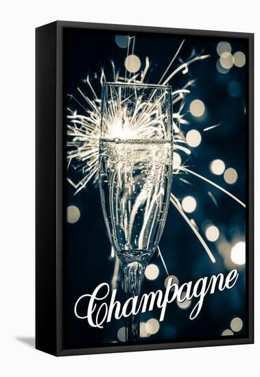 Champagne Glass-Lantern Press-Framed Stretched Canvas