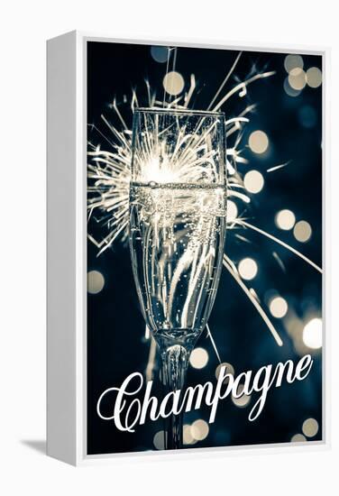 Champagne Glass-Lantern Press-Framed Stretched Canvas