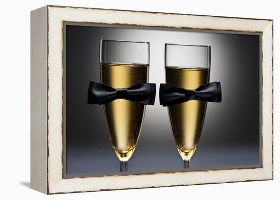 Champagne Glasses with Conceptual Same Sex Decoration-Alfred Cats-Framed Premier Image Canvas