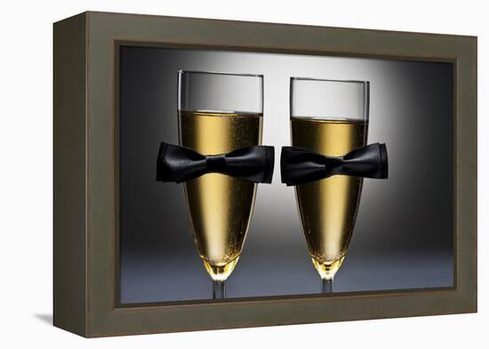 Champagne Glasses with Conceptual Same Sex Decoration-Alfred Cats-Framed Premier Image Canvas