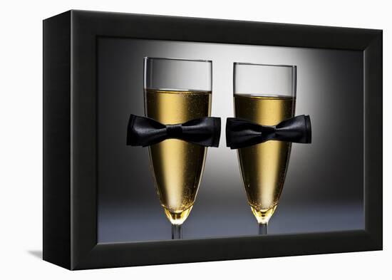 Champagne Glasses with Conceptual Same Sex Decoration-Alfred Cats-Framed Premier Image Canvas