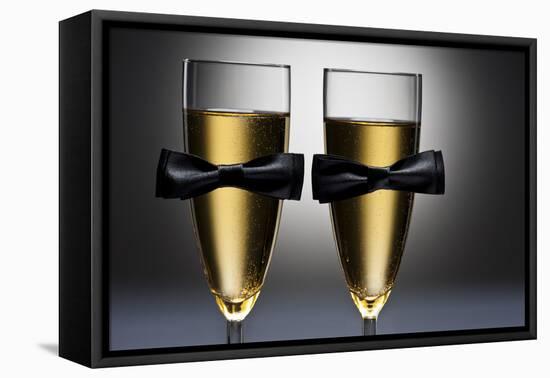 Champagne Glasses with Conceptual Same Sex Decoration-Alfred Cats-Framed Premier Image Canvas