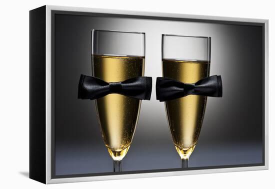 Champagne Glasses with Conceptual Same Sex Decoration-Alfred Cats-Framed Premier Image Canvas