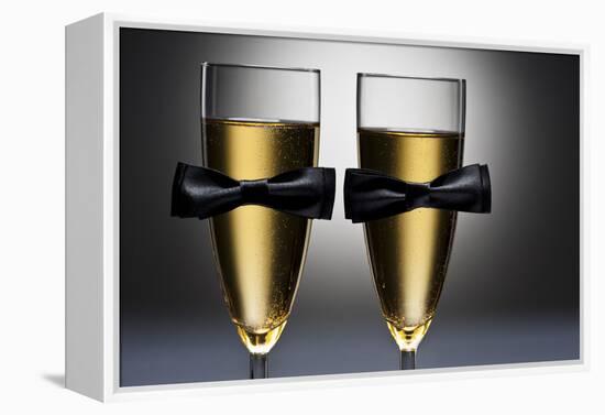 Champagne Glasses with Conceptual Same Sex Decoration-Alfred Cats-Framed Premier Image Canvas