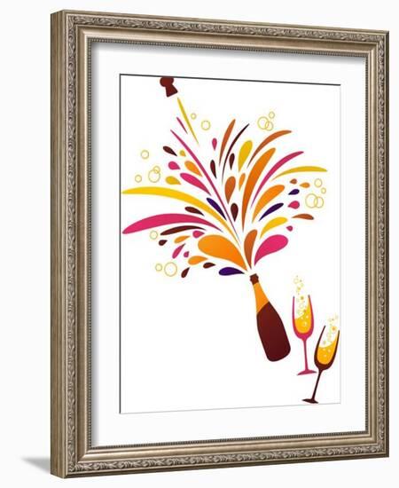 Champagne Splash Clean Funky Background-Marish-Framed Art Print