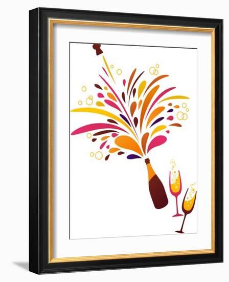 Champagne Splash Clean Funky Background-Marish-Framed Art Print