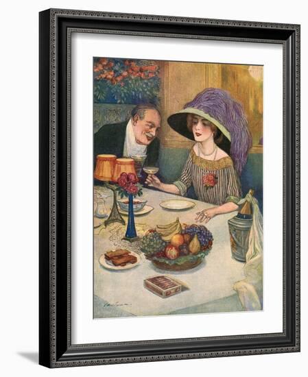 Champagne with Dessert-Juan Cardona-Framed Art Print