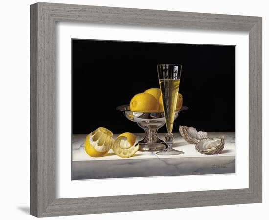 Champagne with Lemons and Oysters-Roy Hodrien-Framed Giclee Print