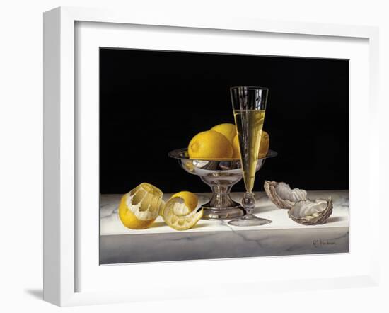 Champagne with Lemons and Oysters-Roy Hodrien-Framed Giclee Print