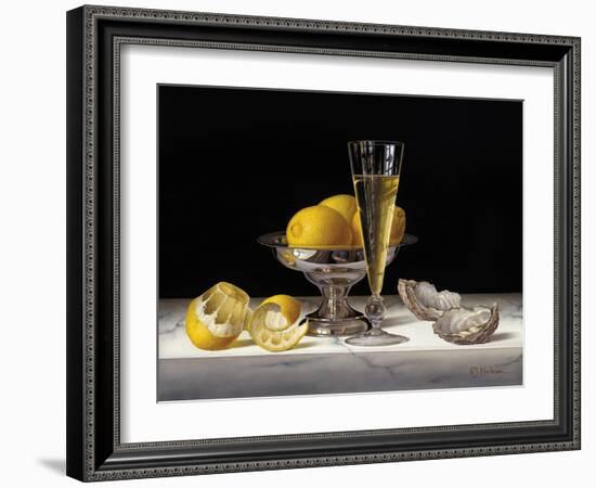 Champagne with Lemons and Oysters-Roy Hodrien-Framed Giclee Print