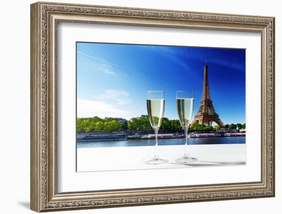 Champaign Glasses Eiffel Tower-null-Framed Art Print