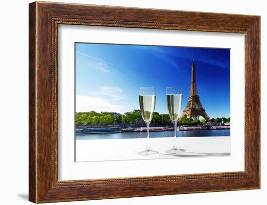 Champaign Glasses Eiffel Tower-null-Framed Art Print