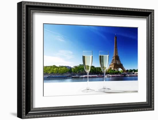 Champaign Glasses Eiffel Tower-null-Framed Art Print