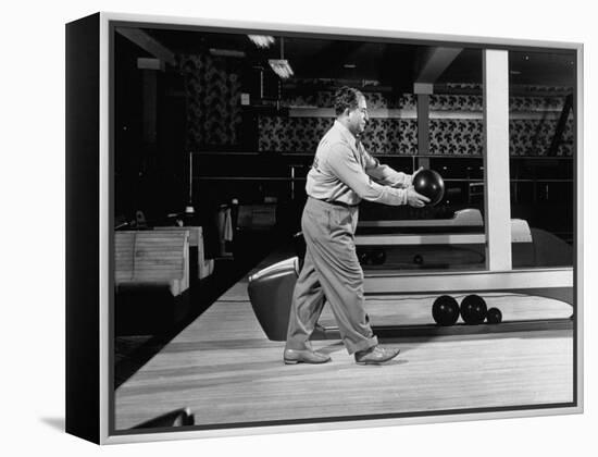 Champion Bowler Andy Varipapa Demonstrating Proper Bowling Technique-Gjon Mili-Framed Premier Image Canvas