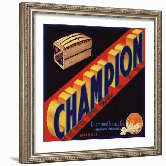 Champion Brand - Redlands, California - Citrus Crate Label-Lantern Press-Framed Art Print