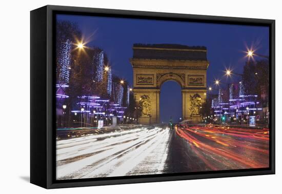 Champs Elysees and Arc De Triomphe at Christmas, Paris, Ile De France, France, Europe-Markus Lange-Framed Premier Image Canvas