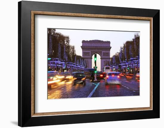 Champs Elysees and Arc de Triomphe at Christmastime, Paris, France, Europe-Hans-Peter Merten-Framed Photographic Print