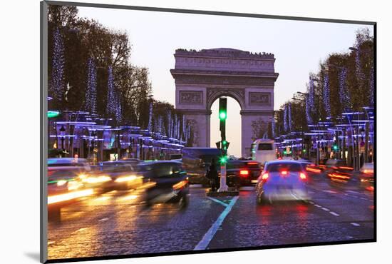 Champs Elysees and Arc de Triomphe at Christmastime, Paris, France, Europe-Hans-Peter Merten-Mounted Photographic Print