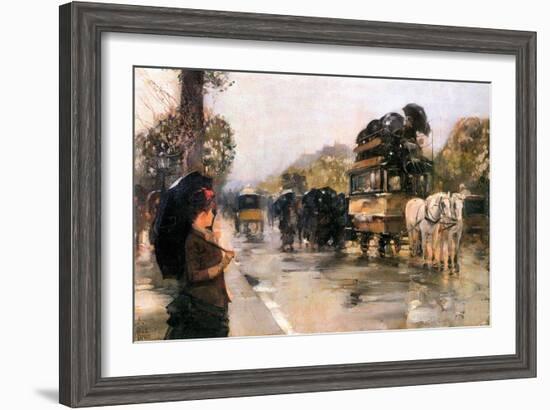 Champs Elysées Paris-Childe Hassam-Framed Art Print