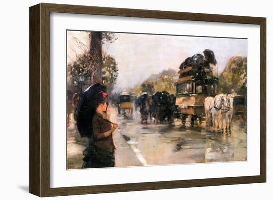 Champs Elysées Paris-Childe Hassam-Framed Art Print