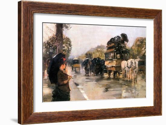 Champs Elysées Paris-Childe Hassam-Framed Art Print