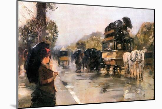 Champs Elysées Paris-Childe Hassam-Mounted Art Print