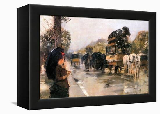 Champs Elysées Paris-Childe Hassam-Framed Stretched Canvas