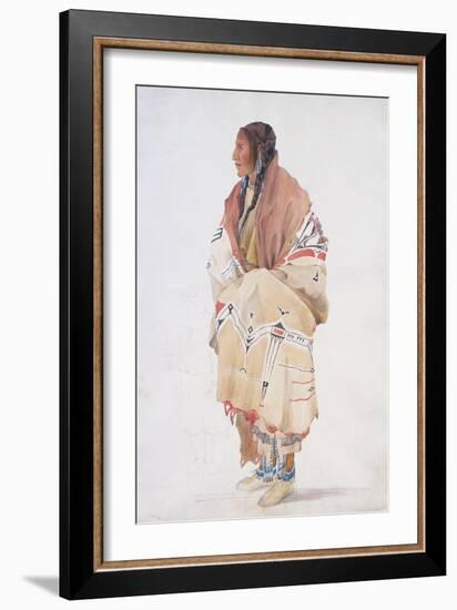 Chan-Cha-Uia-Teuin, Teton Woman, 1833-34 (W/C on Paper)-Karl Bodmer-Framed Giclee Print