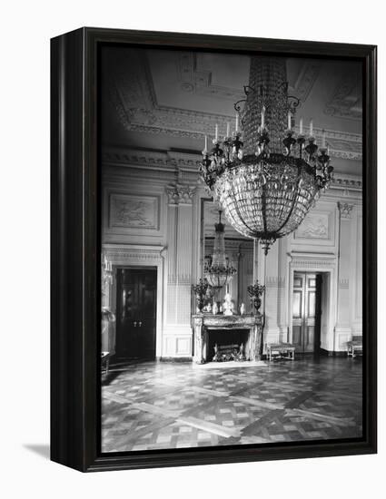 Chandelier Hanging in East Room of White House-null-Framed Premier Image Canvas