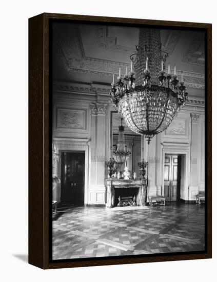 Chandelier Hanging in East Room of White House-null-Framed Premier Image Canvas
