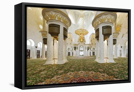 Chandelier in Prayer Hall, Sheikh Zayed Bin Sultan Al Nahyan Moschee, Al Maqtaa-Axel Schmies-Framed Premier Image Canvas