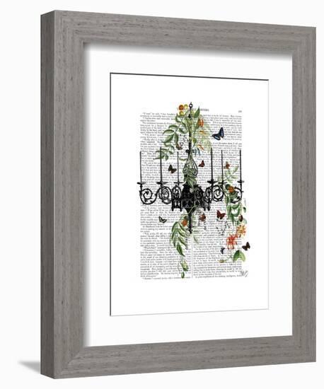 Chandelier with Vines and Butterflies-Fab Funky-Framed Art Print