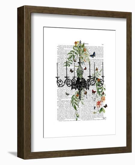 Chandelier with Vines and Butterflies-Fab Funky-Framed Art Print