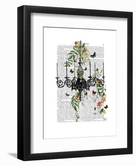 Chandelier with Vines and Butterflies-Fab Funky-Framed Art Print