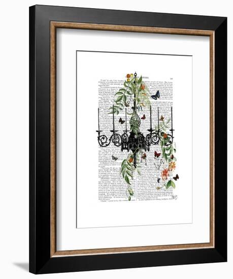 Chandelier with Vines and Butterflies-Fab Funky-Framed Art Print