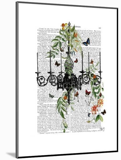 Chandelier with Vines and Butterflies-Fab Funky-Mounted Art Print