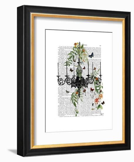 Chandelier with Vines and Butterflies-Fab Funky-Framed Art Print