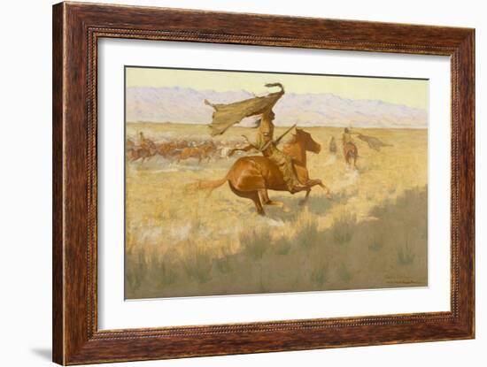 Change of Ownership (The Stampede: Horse Thieves) 1903 (Oil on Canvas)-Frederic Remington-Framed Giclee Print