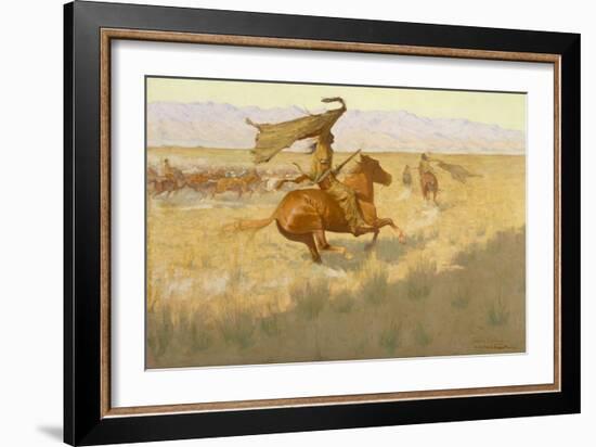 Change of Ownership (The Stampede: Horse Thieves) 1903 (Oil on Canvas)-Frederic Remington-Framed Giclee Print