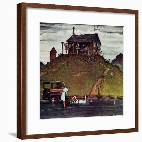 "Changing a Flat", August 3,1946-Norman Rockwell-Framed Giclee Print
